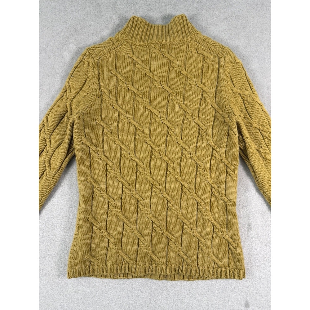 Vintage Jones New York Mustard‎ Yellow Cable Knit Cardigan Mock Neck Size P/S - Picture 8 of 11